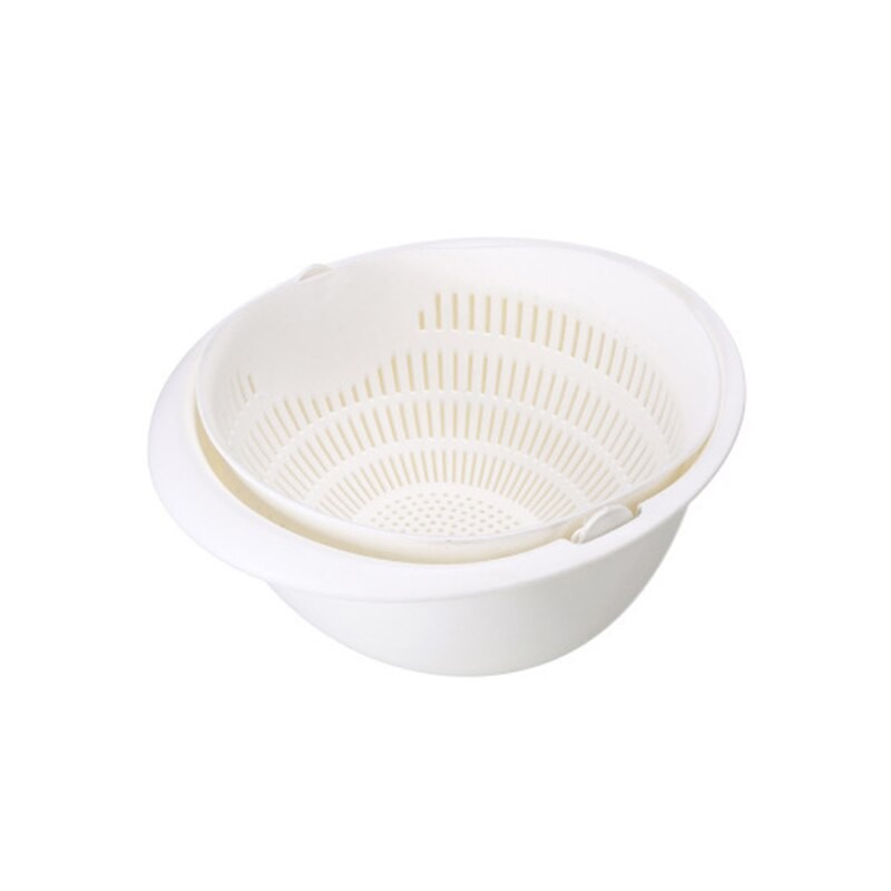 Double-Layer Rotating Fruit and Vegetable Draining Basket