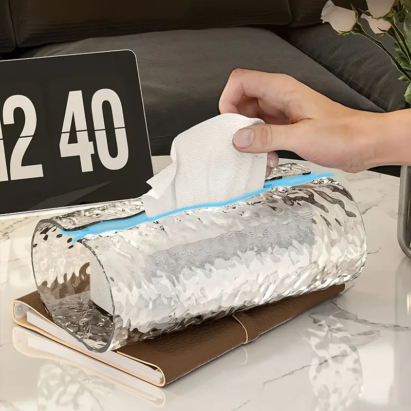 Elegant Oval Wavy Textured Tissue Box Cover