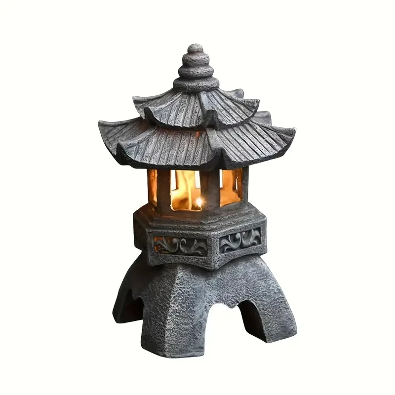 Solar-Powered Zen Pagoda Lantern Statue