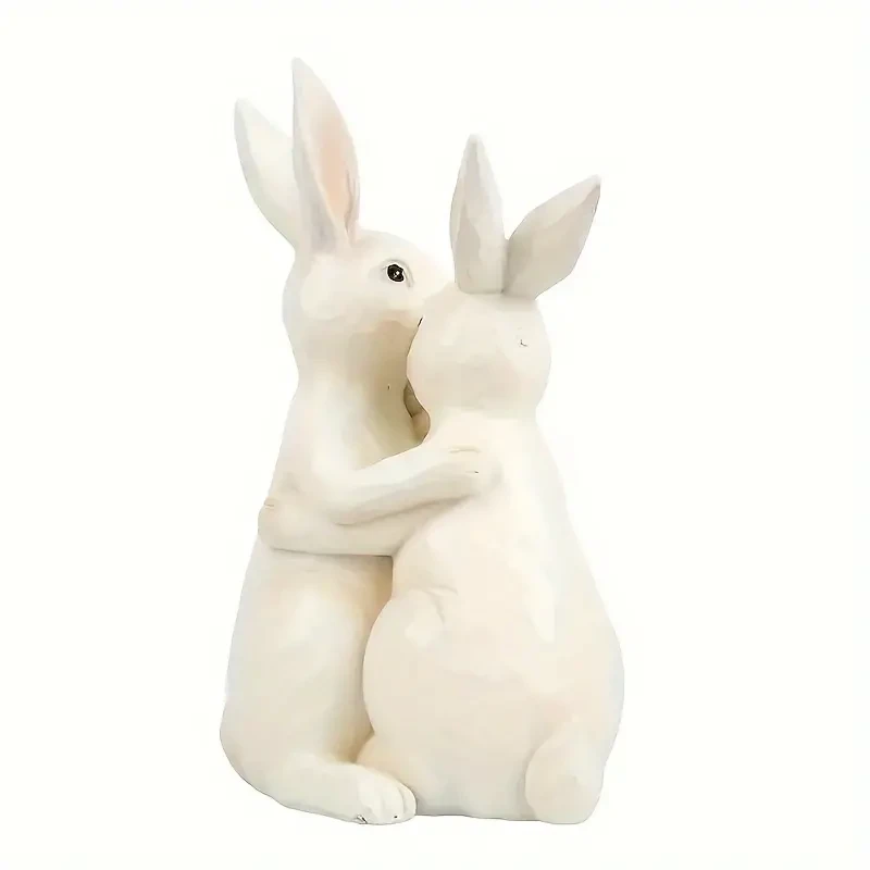 Charming Bunny & Flowers Garden Statue