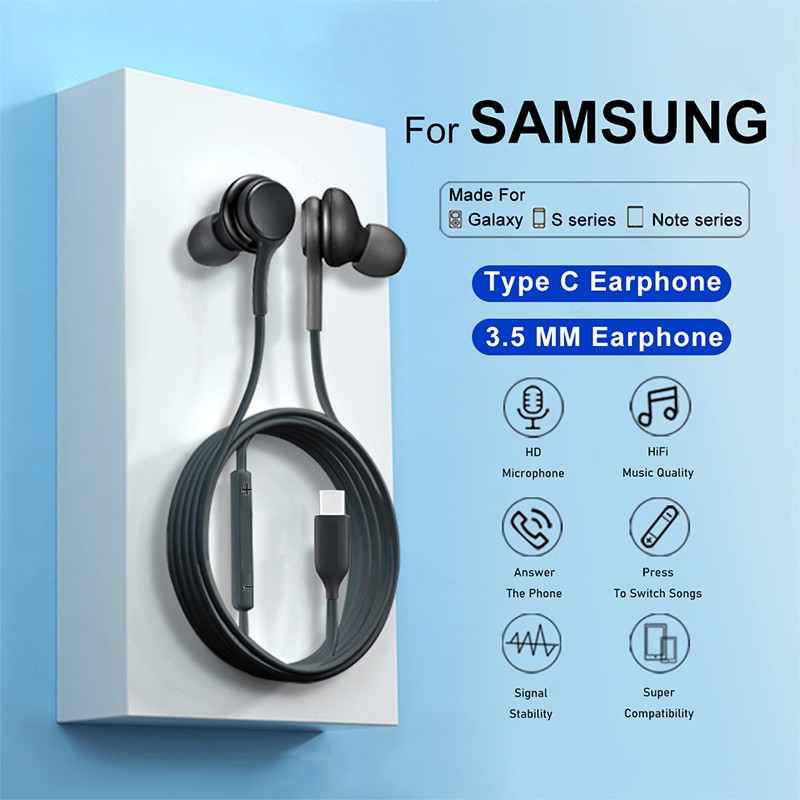 Original Type-C Wired Earphones for Samsung Galaxy S23/S22/S21 Ultra & A Series  3.5mm Jack Earbuds for Samsung