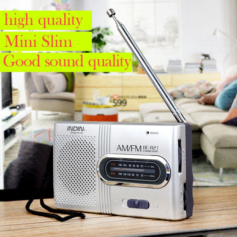 BC-R21 Portable AM/FM Radio Receiver with Built-in Speaker & 3.5mm Headphone Jack