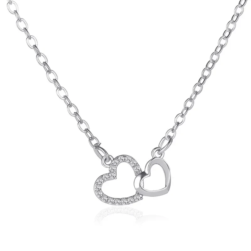 Love Necklace Temperament Double Peach Heart