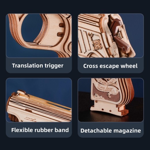 ROBOTIME 3D Puzzle Wooden Hideout Gun Mechanical Construciton Model Craft Kits