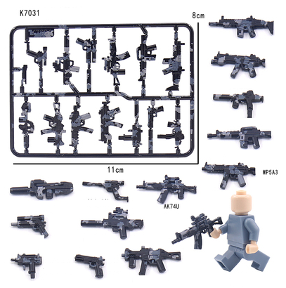 Military Special Forces Police Personnel Weapons Camouflage Painted Building Blocks