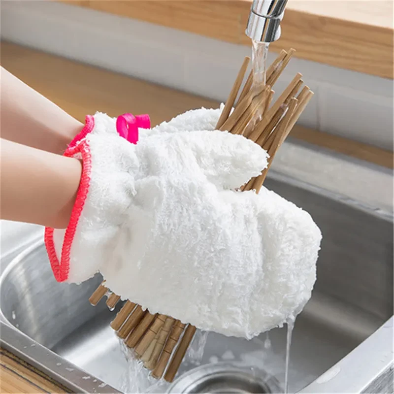 Kitchen Bamboo Fiber Non-oily Dishwashing Gloves
