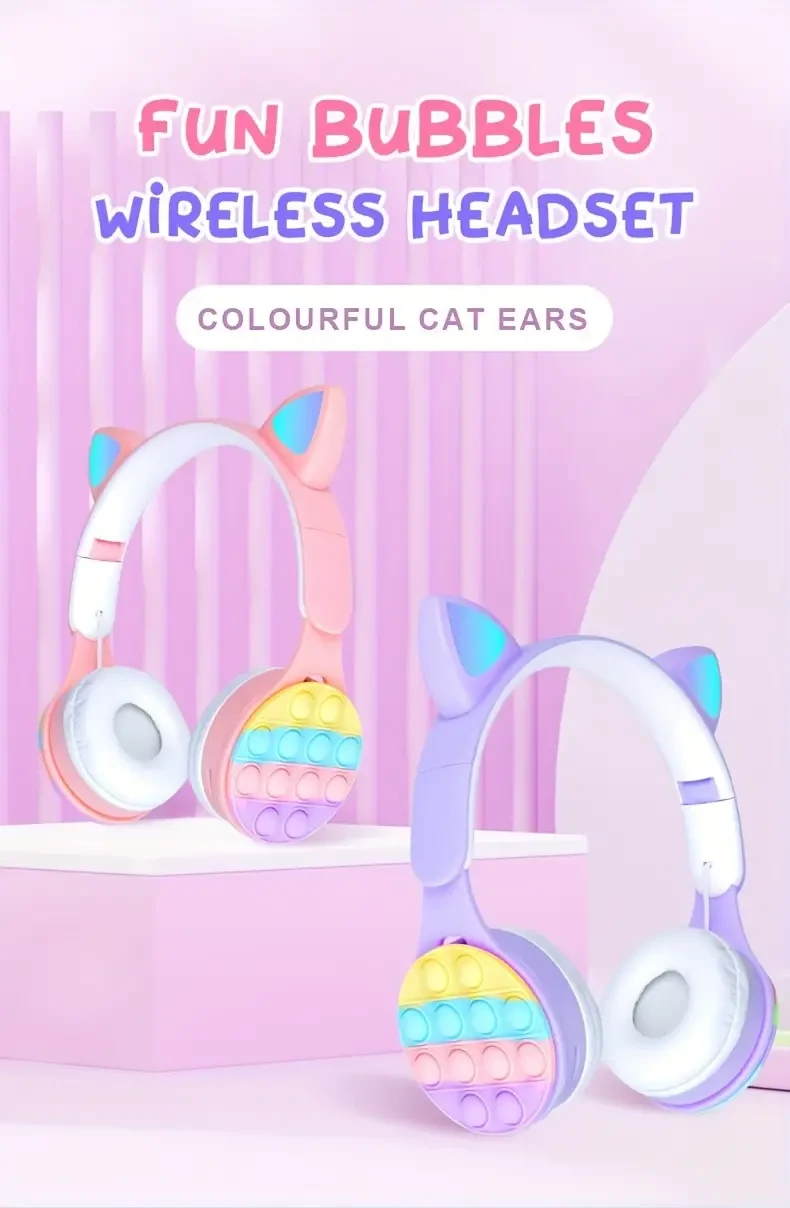 Comfort-Fit Wireless Foldable Headphones - Stylish & Sporty, USB Rechargeable with Wireless Connectivity, Pink/Purple