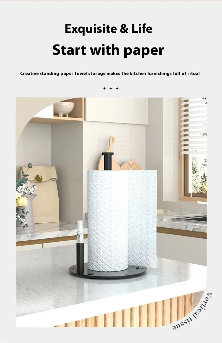 Kitchen Countertop Vertical Tissue Holder With Spray Bottle