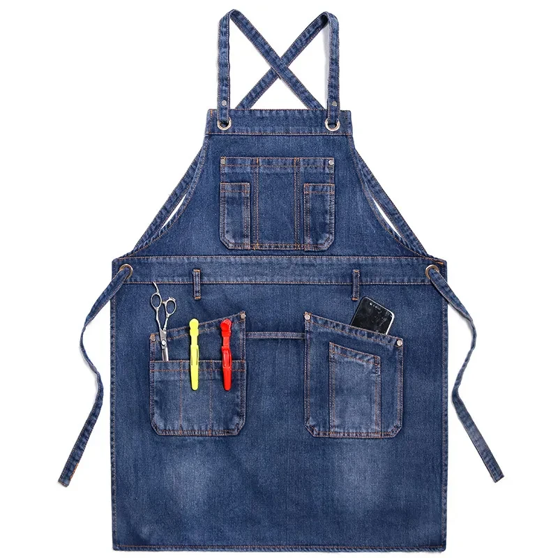 Working Kitchen Waist Milk Tea Shop Denim Overalls