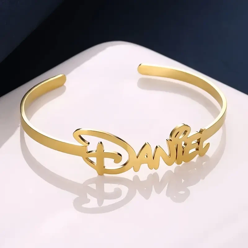 Personalized Name Open Bangle, Minimalist Fashion Stainless Steel Jewelry