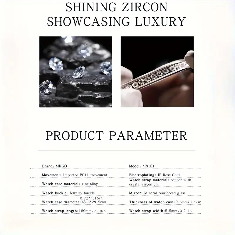 MKGO Luxury Blue Crystal Quartz Bracelet Watch