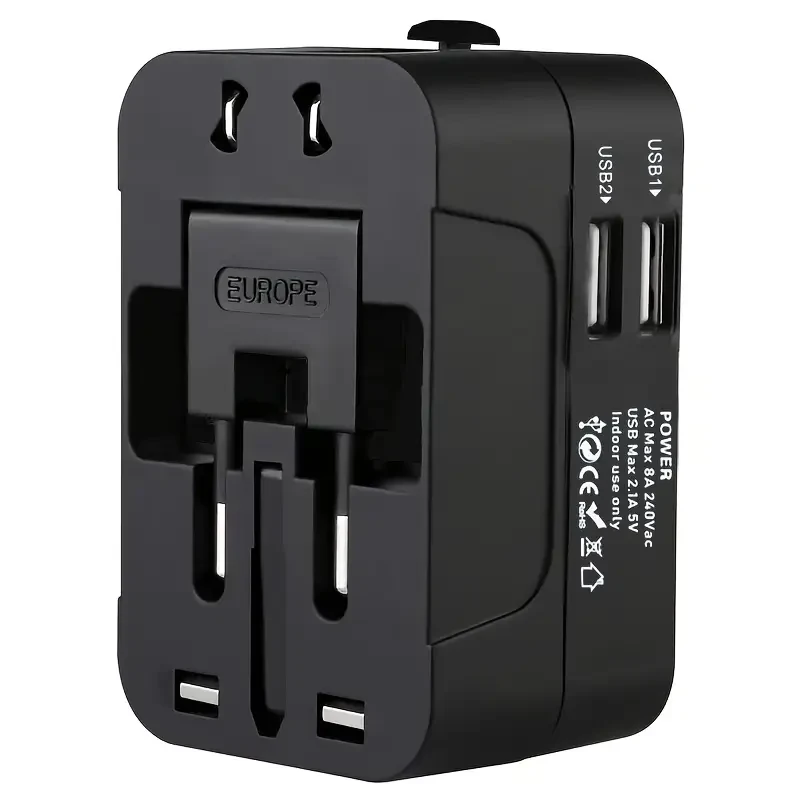Adapter For Travel, A Global All-in-one Universal Travel Adapter Wall AC Power Plug Adapter Wall Charger With Dual USB Charging Ports