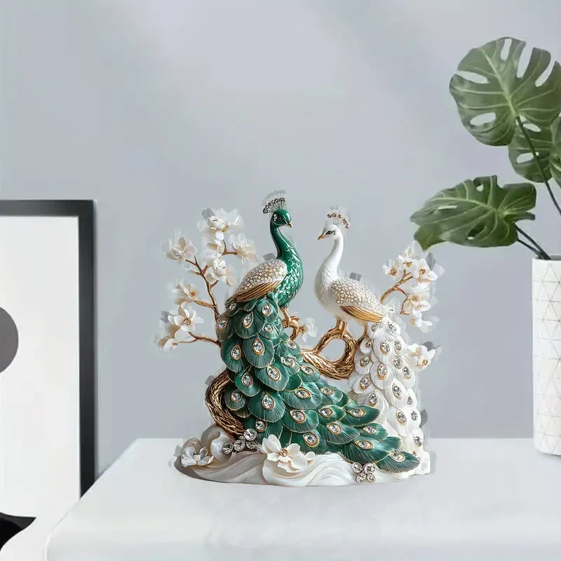 1pc Elegant Acrylic Peacock Figurine, 2D Tabletop Decor