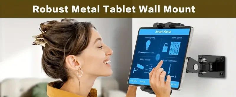 360 Swivel Tablet Wall Mount - Holder For 11.94-32.77cm Devices, Non-Slip & Adjustable Viewing Angles, Ideal For Kitchen, Office & More