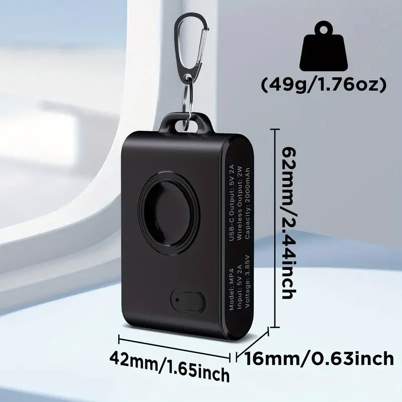 2000mAh Magnetic Keychain Watch Charger - Ultra-Compact Portable Emergency Mini Power Bank
