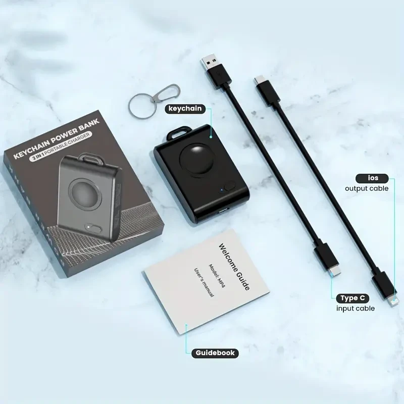 2000mAh Magnetic Keychain Watch Charger - Ultra-Compact Portable Emergency Mini Power Bank