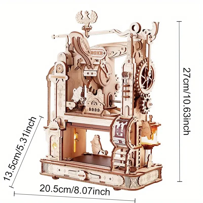 ROKR 3D Model Printing Press Wooden Puzzle