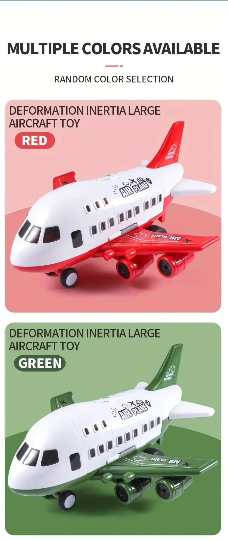 Transforming Airplane & Car Toy Set - Inertia-Powered, Colorful Storage Vehicle for Youngsters - Perfect Gift for Christmas, Halloween, Birthdays