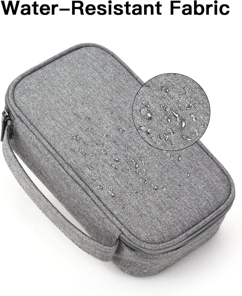 Tech Organizer Travel Case for Charger & Cords, Cables, Portable Hard Drive, Electronics Accessories (Small, Dark Grey)