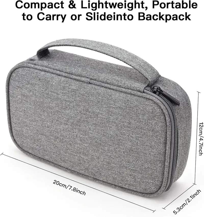 Tech Organizer Travel Case for Charger & Cords, Cables, Portable Hard Drive, Electronics Accessories (Small, Dark Grey)