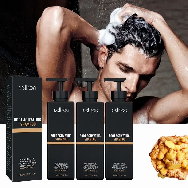 3pcs Ginger Root Root Activating Shampoo, Nourishing Formula for Soft, Silky, and Manageable Hair Care with Fluffy Hair and Black Sesame Extract