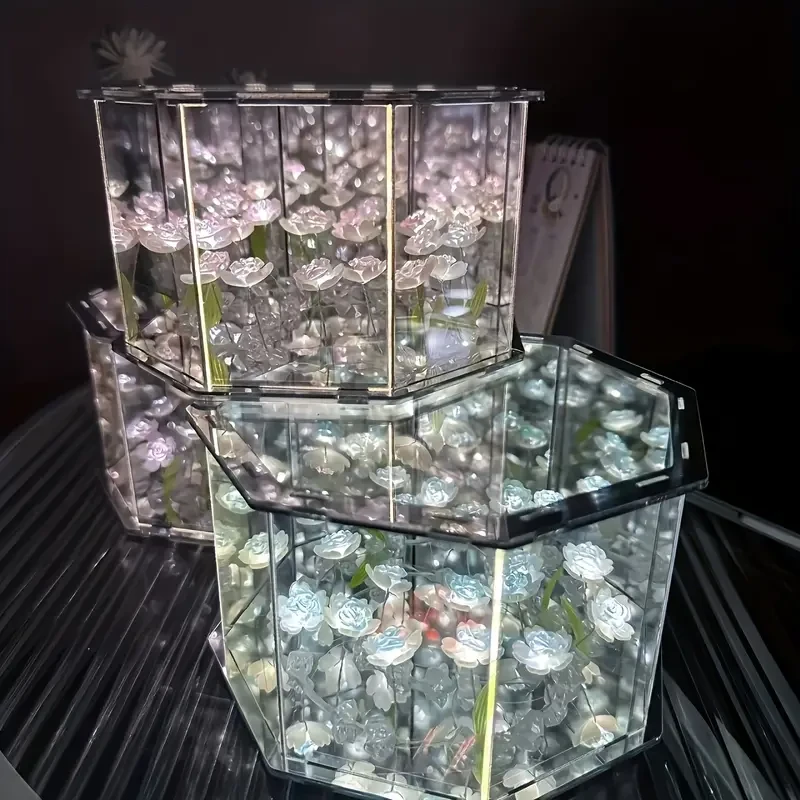 21pcs Flowers DIY Desktop Ornaments Night Light Set