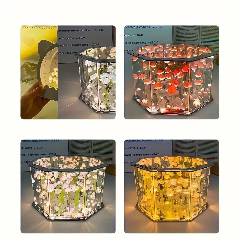 21pcs Flowers DIY Desktop Ornaments Night Light Set