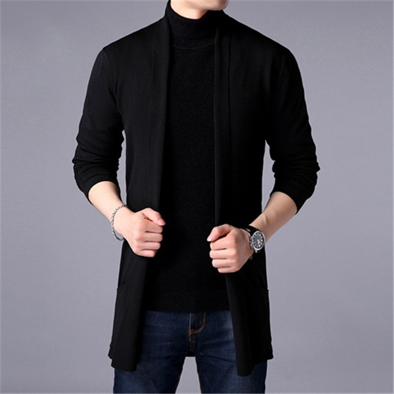 Mens Slim Long Knitted Sweater Coat