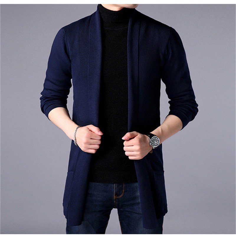 Mens Slim Long Knitted Sweater Coat