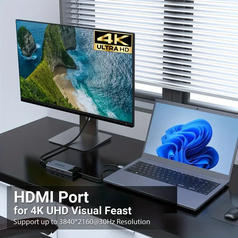 OBERSTER 5-in-1 USB C Hub with 4K HDMI, 3 USB 3.2 Ports (10Gbps), and 100W PD