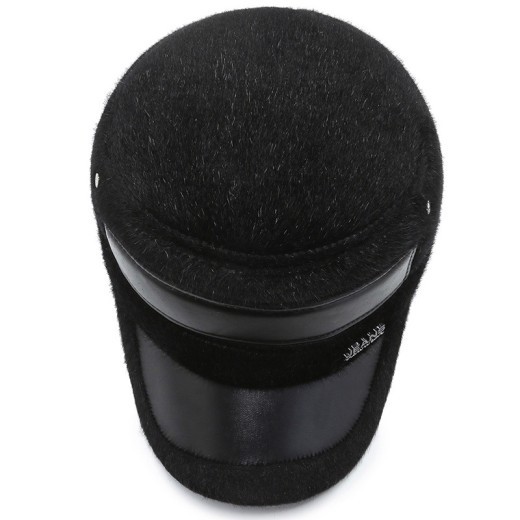 Fleece-lined Earflaps Mink-like Flat-top Cap Leisure Cold-proof Thermal Cotton Hat