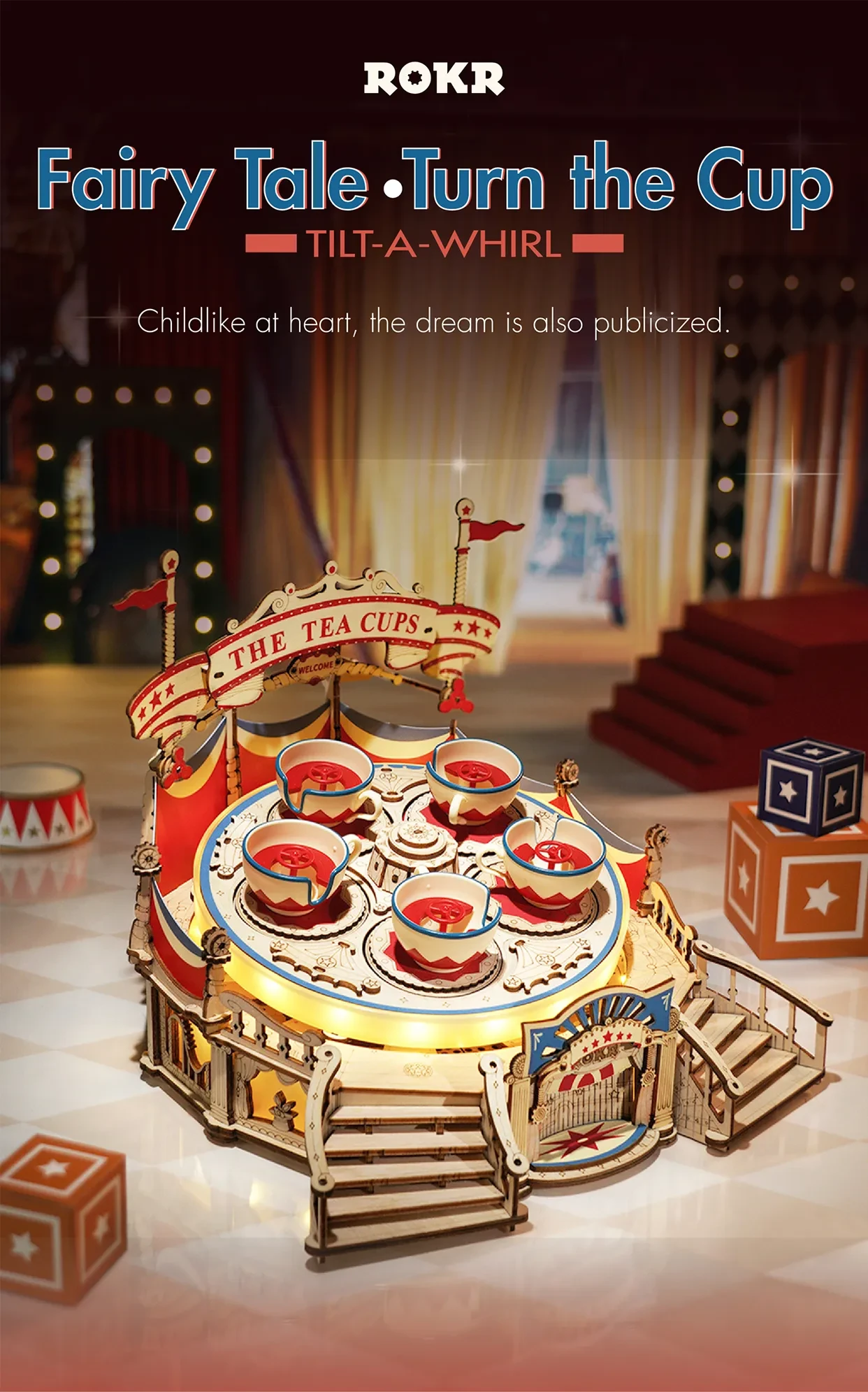 Robotime Rokr Tilt-A-Whirl The Tea Cup Amusement Park Series Building Toy Birthday Xmas Gifts For Kids Children 3D Wooden Puzzle