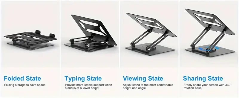 Adjustable Laptop Stand for Desk with 360 Rotating Base