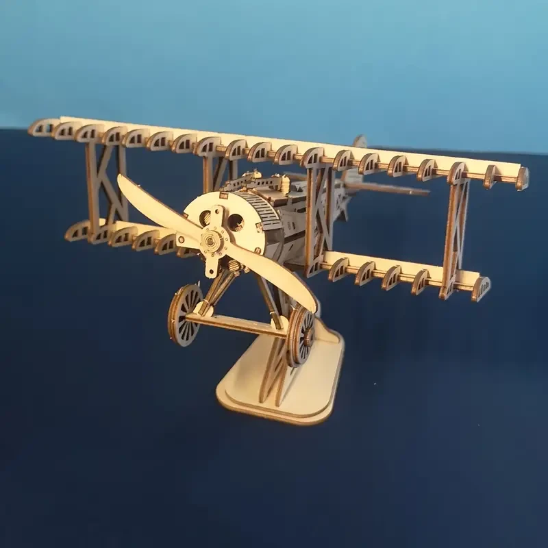 3D Wooden Bi-Plane Model Kit - Handcrafted DIY Puzzle