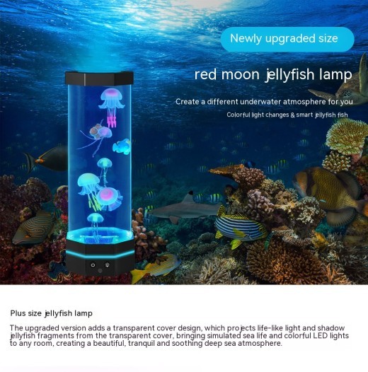 Jellyfish Lava Lamp 17 Colors Changing 15inch Jellyfish Lamp With Remote Control USB Plug-in Bubble Fish Lamp Kids Night Light Creative Projector Lamp