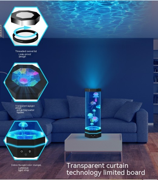 Jellyfish Lava Lamp 17 Colors Changing 15inch Jellyfish Lamp With Remote Control USB Plug-in Bubble Fish Lamp Kids Night Light Creative Projector Lamp