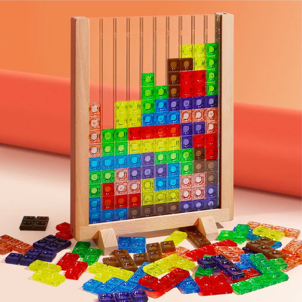 MK115 Educational Toys for Children 4-6 Years Creative 3D Wooden Tetris Board Game | Building Block Puzzle