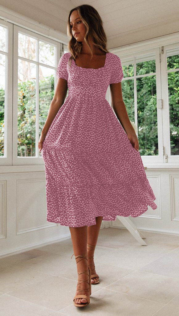 Summer Puff Floral Printed Long Dresses