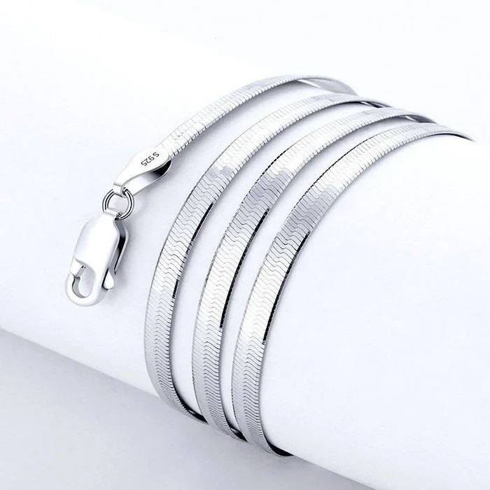 New 925 Sterling Silver 4MM Blade Chain Necklace