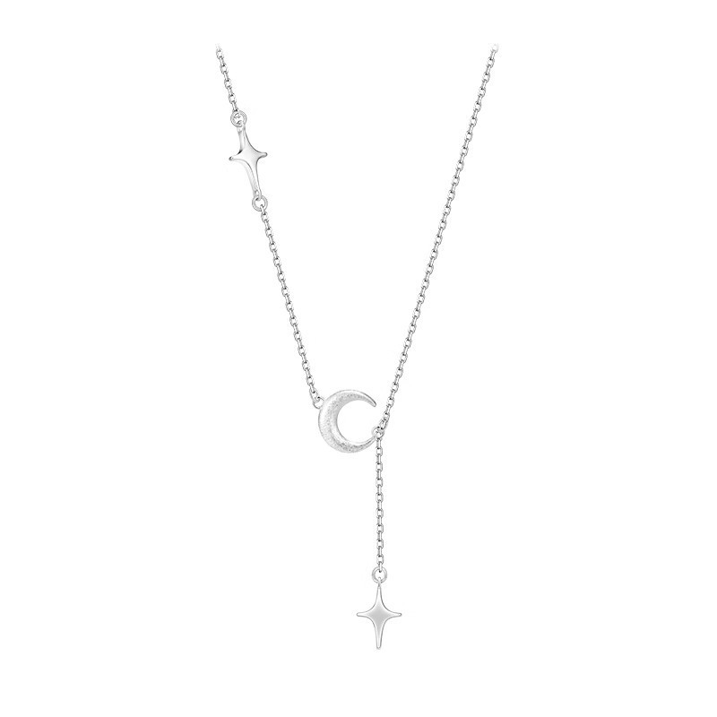 New 925 Sterling Silver Moon Star Shape Necklace