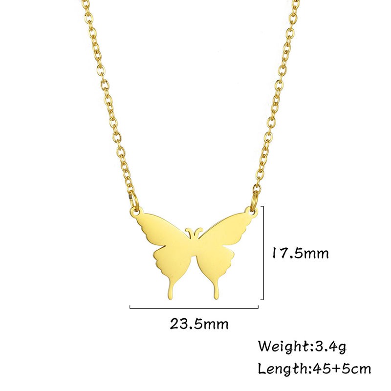 Fashion Stainless Steel Gold & Silver Butterfly Pendant Necklace