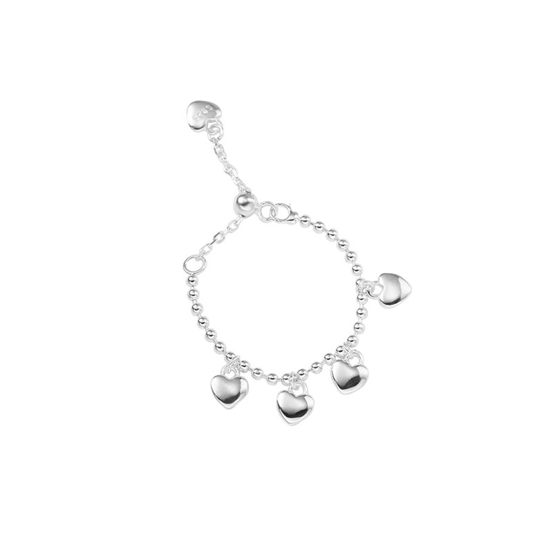 Female Minimalist S925 Pure Silver Heart-shaped Chain Ring