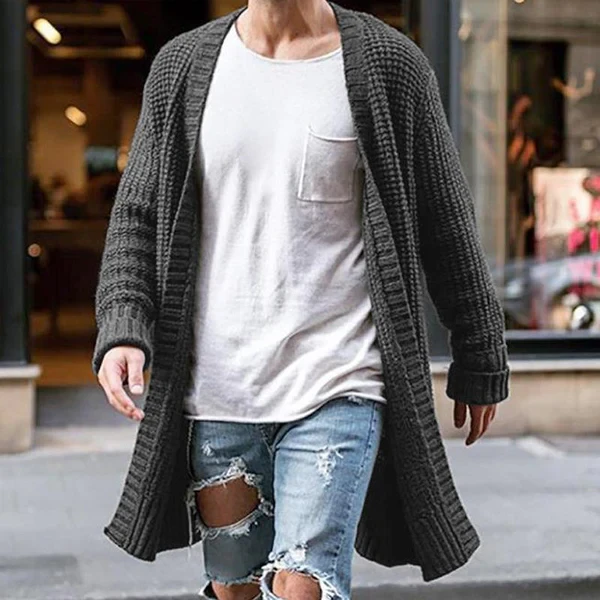 Solid Color Loose Knit Cardigan Jacket