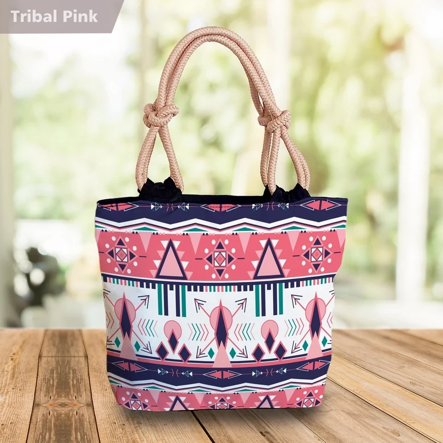 Totebag Batik Printing Ethnic Motif Tribal Tropical Floral Flower Tribal Pink