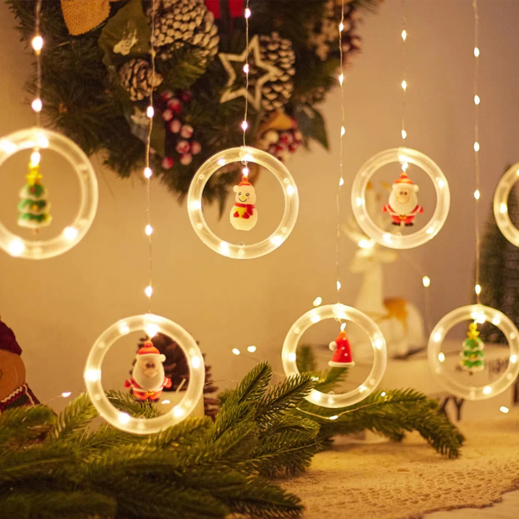 Christmas Ring Light - 3D Christmas Hanging Lights | Christmas LED String Light for Home Decoration