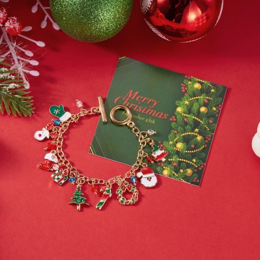 Personalized Christmas Bracelet Christmas Tree Santa Claus Pendant Bracelet For Women Jewelry