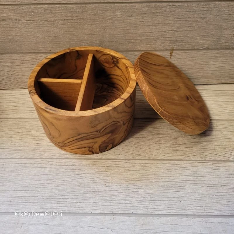 Round Teak Wood Lunch Box