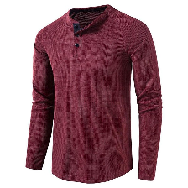 Henley Solid Long Sleeve T-Shirt