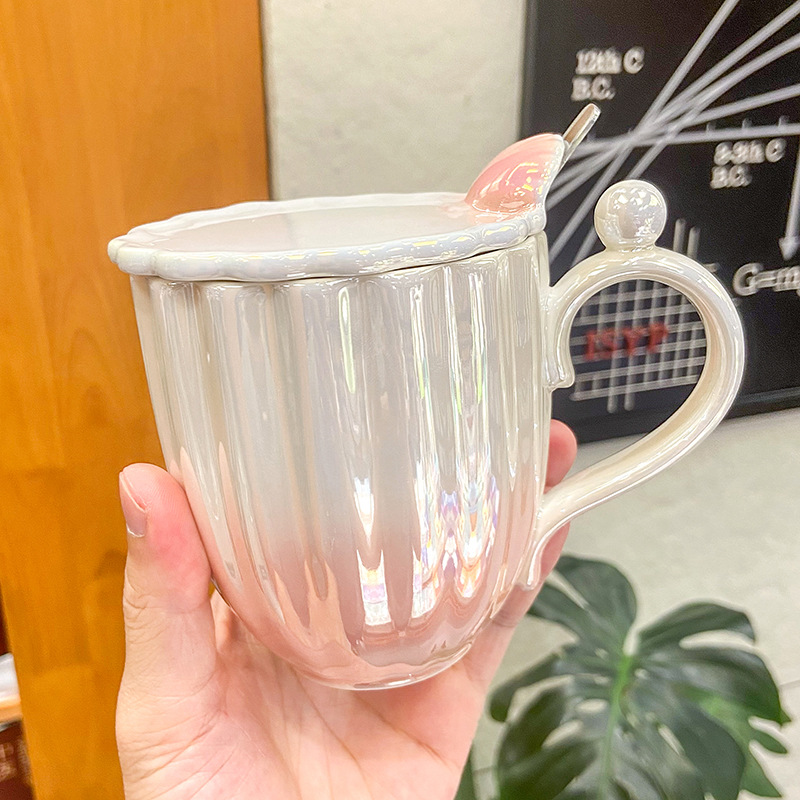 Gradient Color Pearl Ceramic Milk Mug