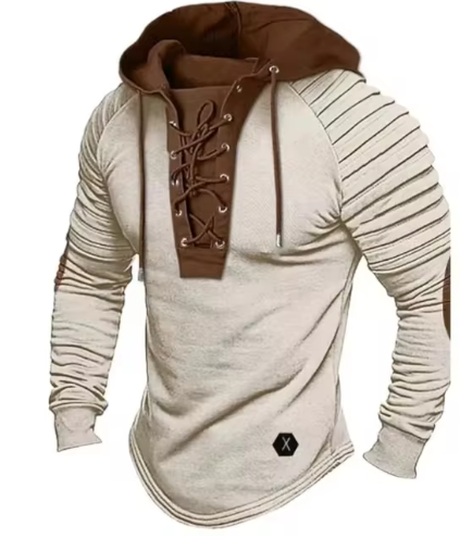 Vintage Lace-up Drawstring Hoodie